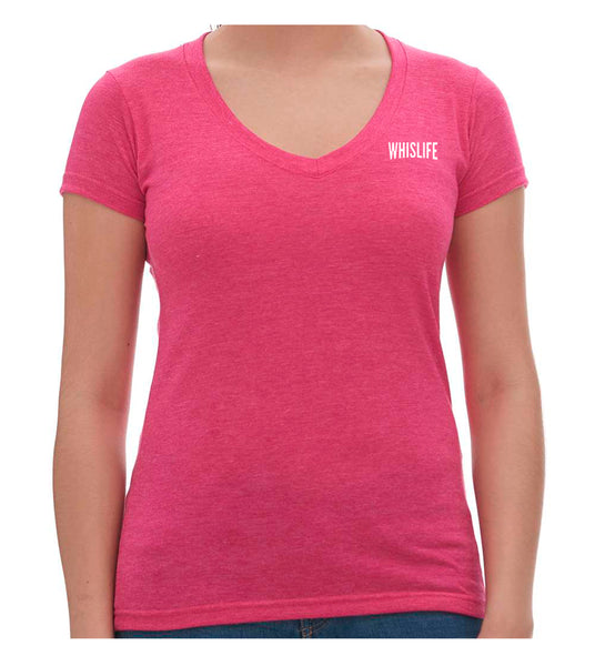 Women's Short Sleeve V-Neck T-Shirt - 2" Solid Logo