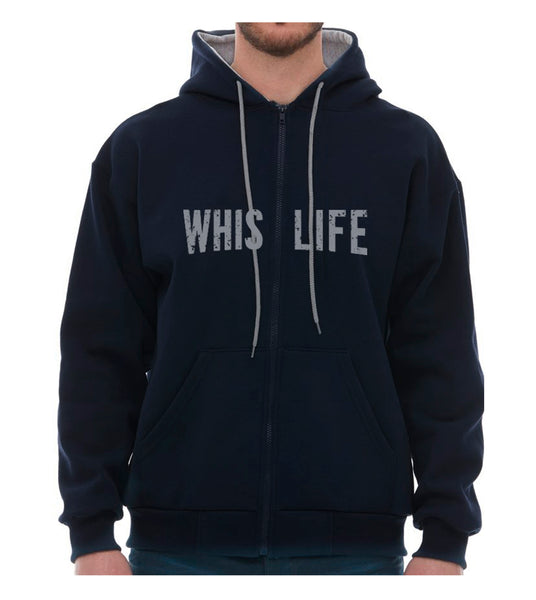 Unisex Two - Colour Zip Hoodie - 10" Distressed Logo