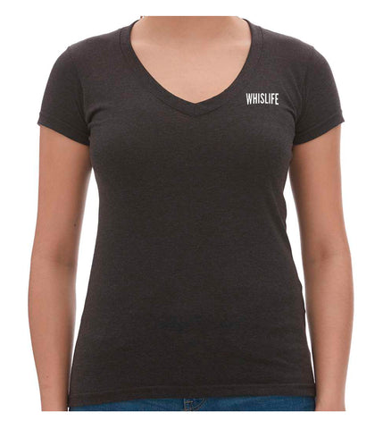 Women's Short Sleeve V-Neck T-Shirt - 2" Solid Logo