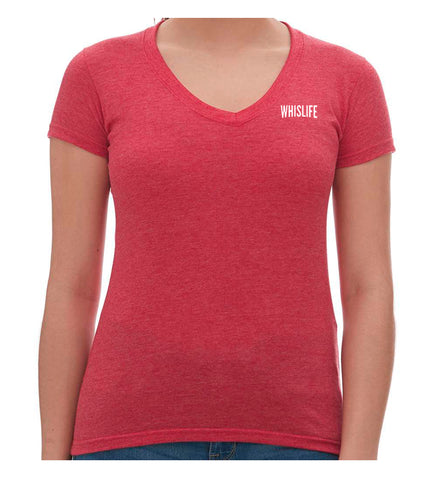 Women's Short Sleeve V-Neck T-Shirt - 2" Solid Logo