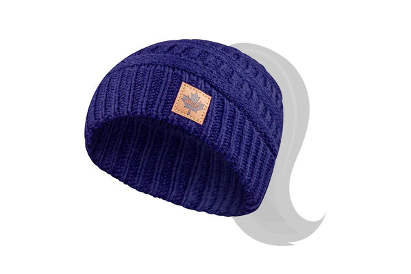 Youth Knitted Ponytail Toque - Maple