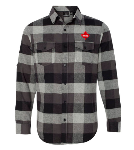 Men's Woven Plaid Flannel Shirt - Maple Leaf Logo