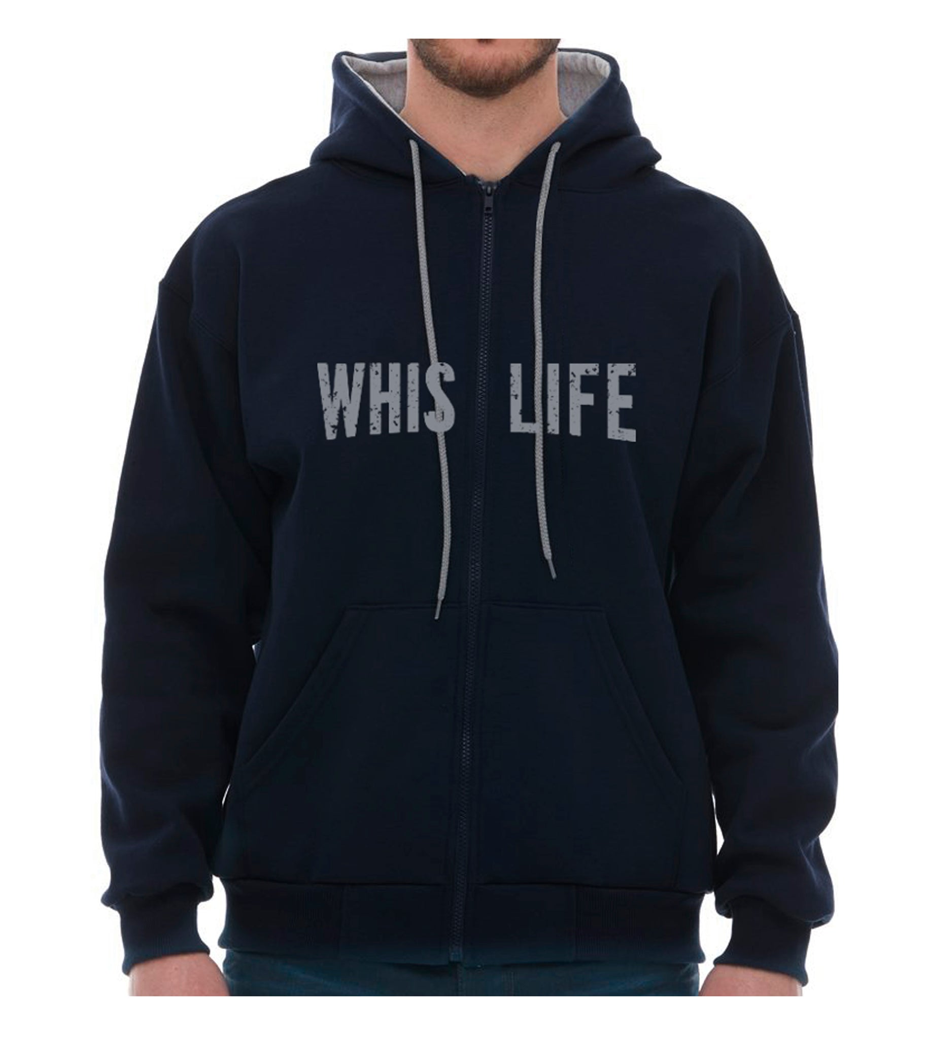 Unisex Two - Colour Zip Hoodie - 10" Distressed Logo