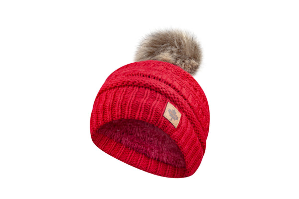 Youth Faux Fur Pom Toque - Maple
