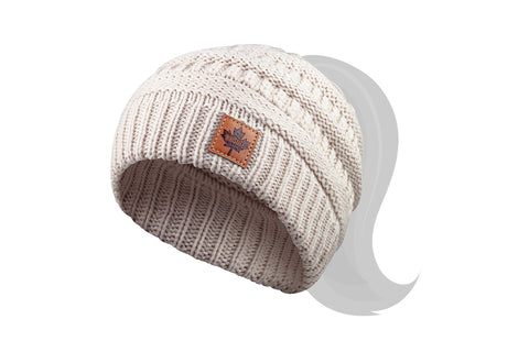 Women's Knitted Ponytail Toque - Maple